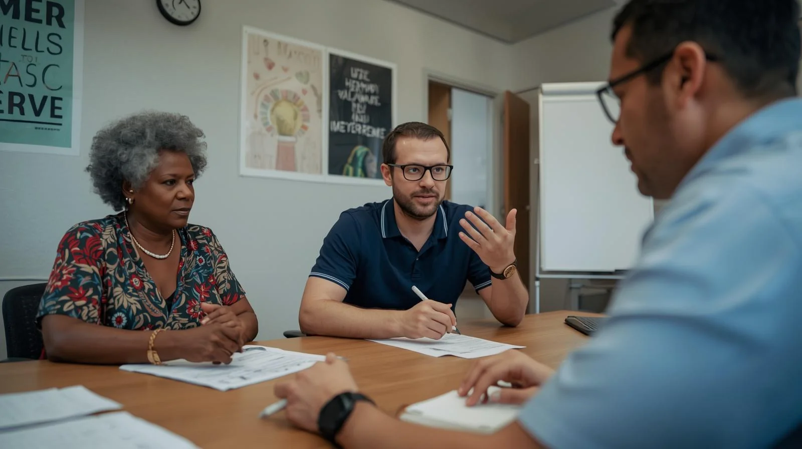 Interpreter facilitating communication at a nonprofit organization