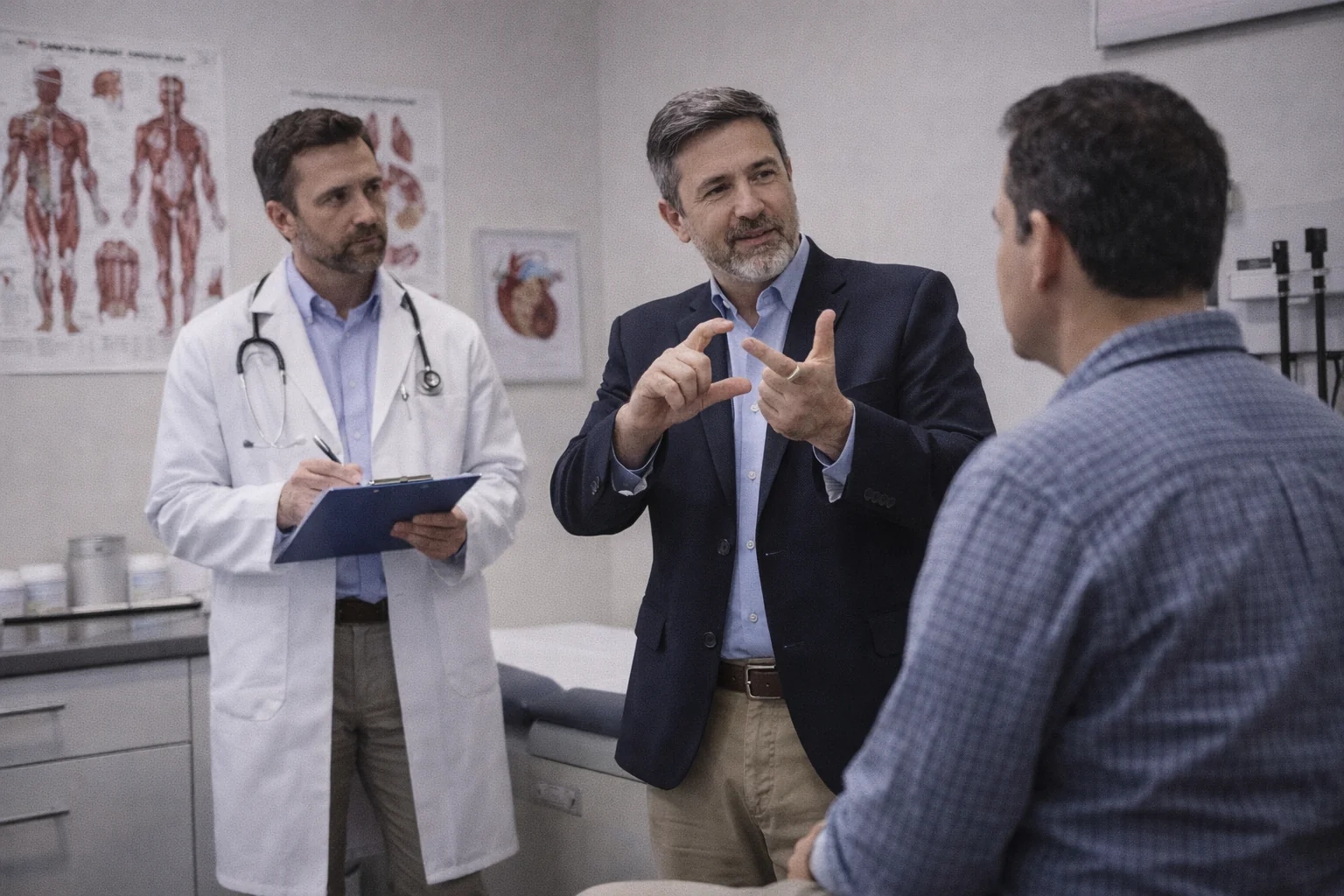 Interpreter facilitating communication during a primary care appointment