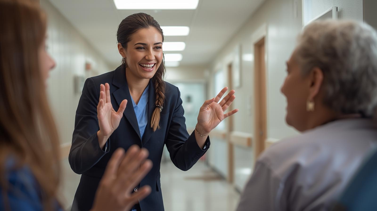 Professional ASL interpreter providing sign language services in a Baltimore healthcare setting