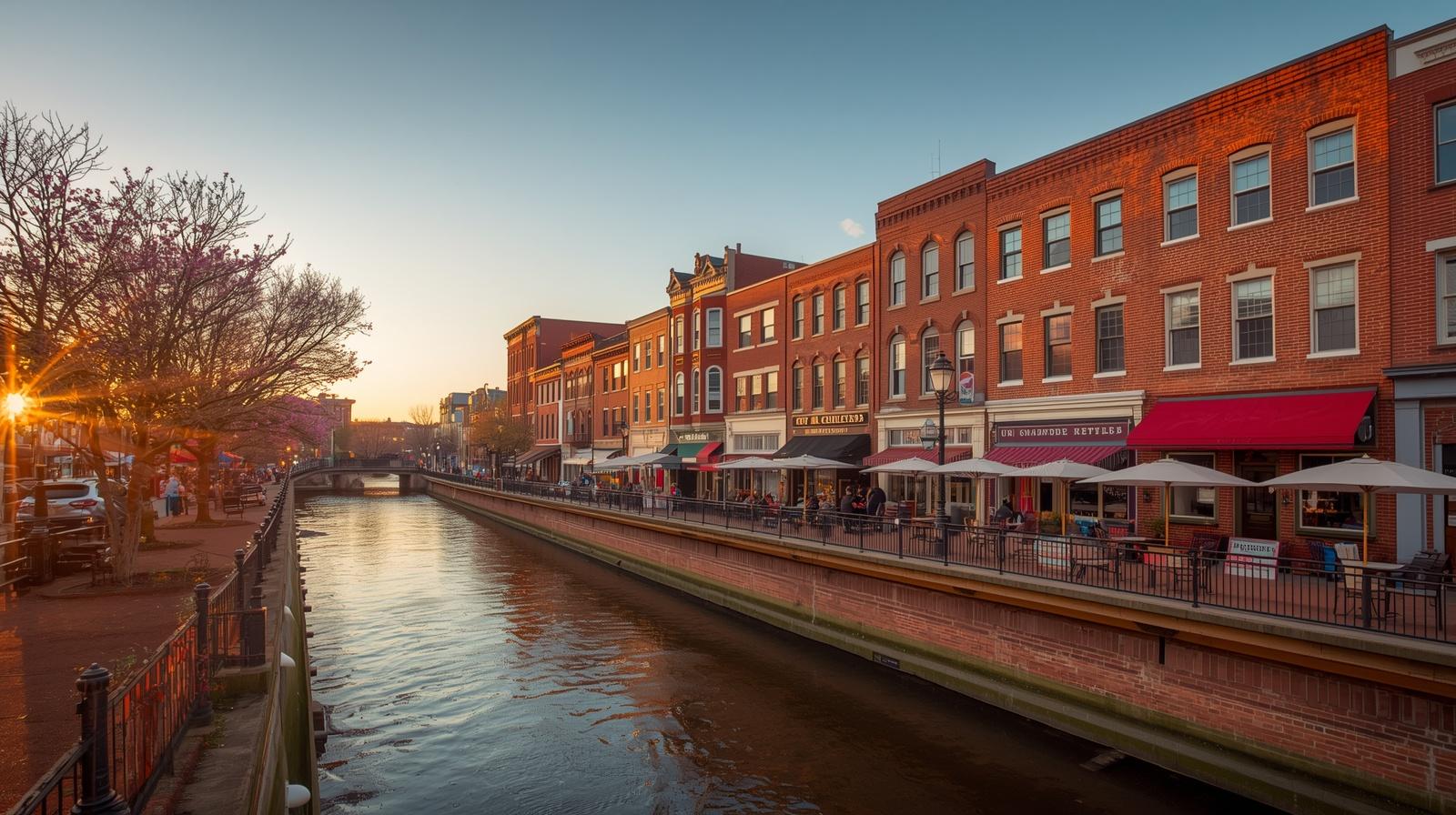 Historic downtown Frederick Maryland along Carroll Creek, home of Frederick Interpreting Agency headquarters