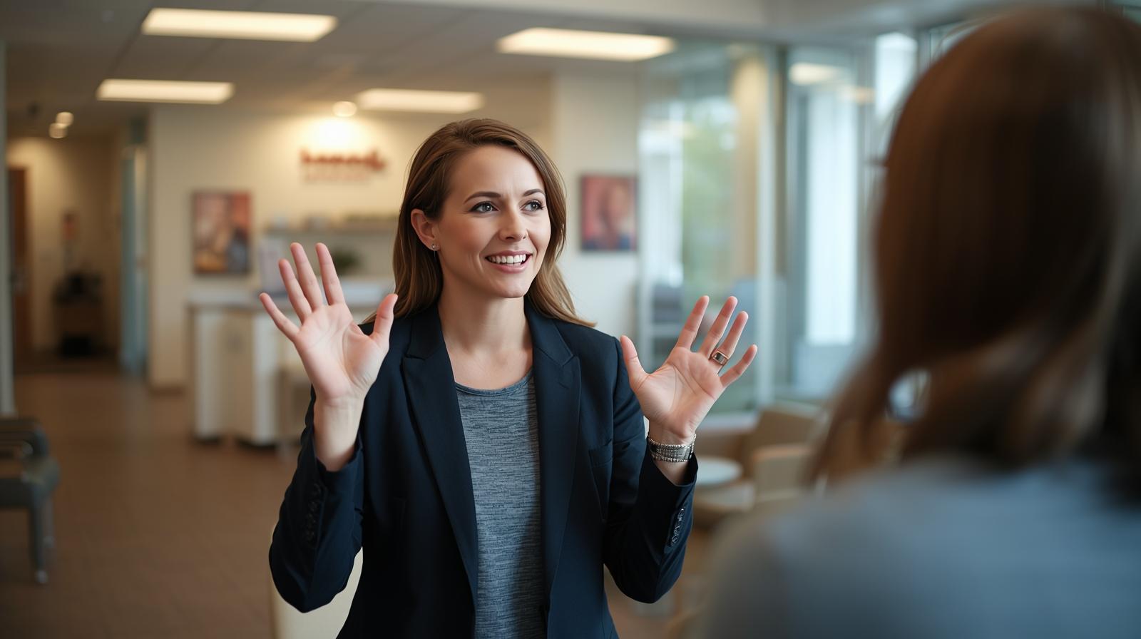 Professional ASL interpreter providing sign language services representing Frederick Interpreting Agency's nationwide interpreter network