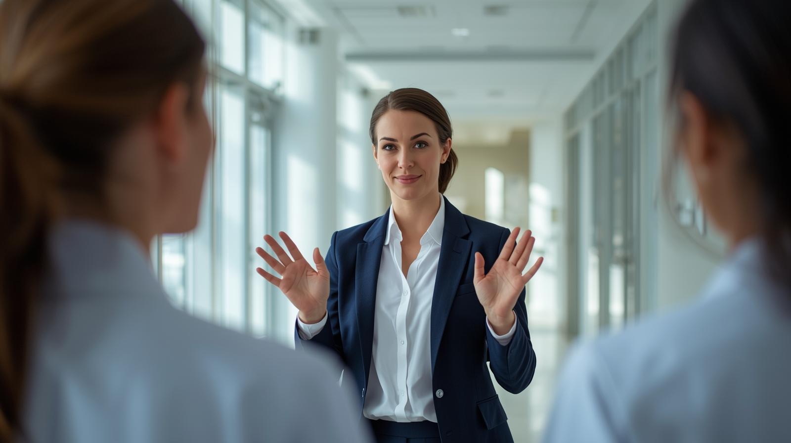 Professional ASL interpreter providing sign language services at a Montgomery County medical facility